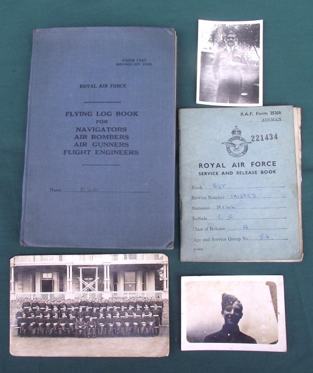 RAF Wireless Operator Flying Log Book, Service/Release Book and Photos. 