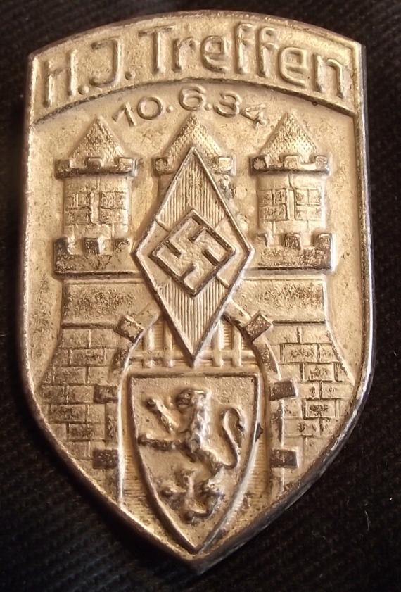 1934 HJ Treffen Event Badge.