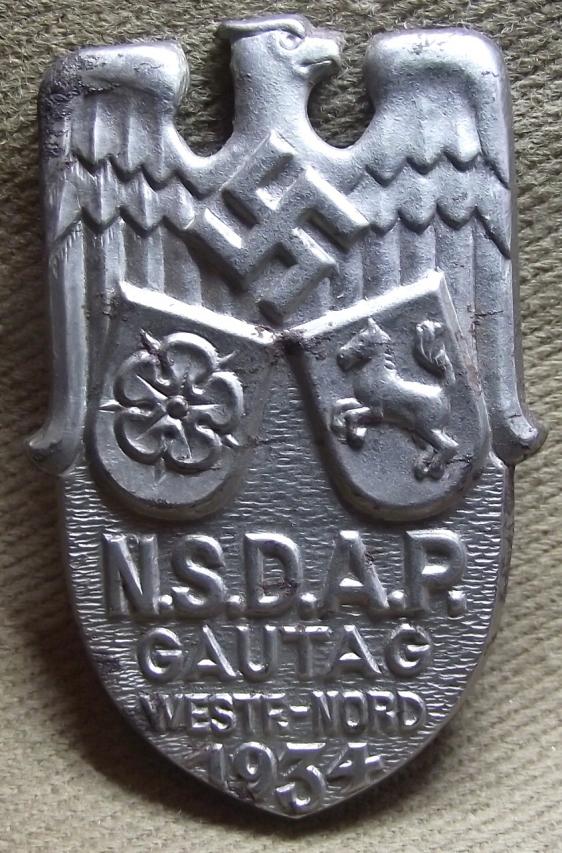 1934 NSDAP Gautag West-Nord Event Badge/Tinnie.