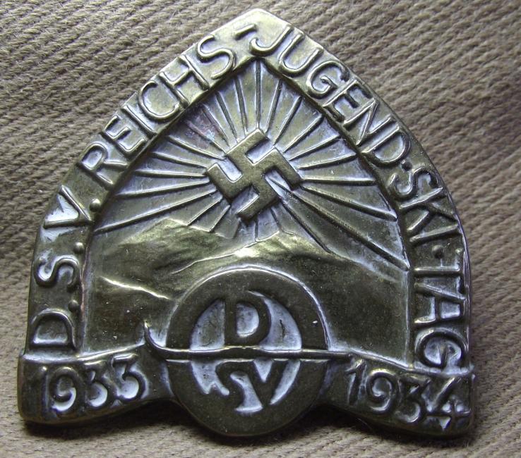 DSV 1933/34 Reichs Jugend Ski Tag Event Badge/Tinnie.