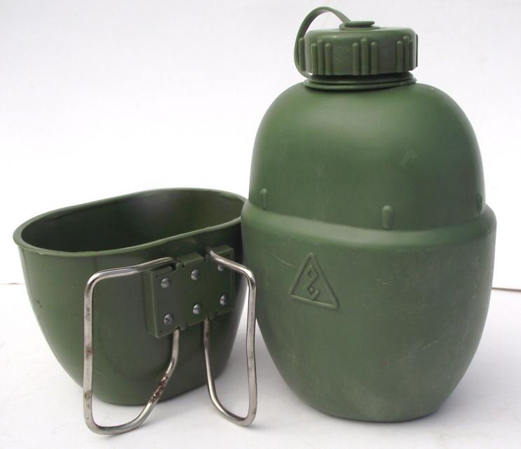 Iraqi Plastic Water Bottle and Cup. Jihm Marked.