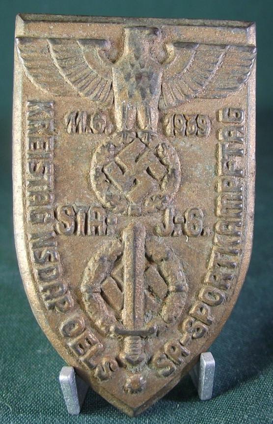 1939 Dated SA Sportkampftag, NSDAP Gautag Tinnie/Event Badge.