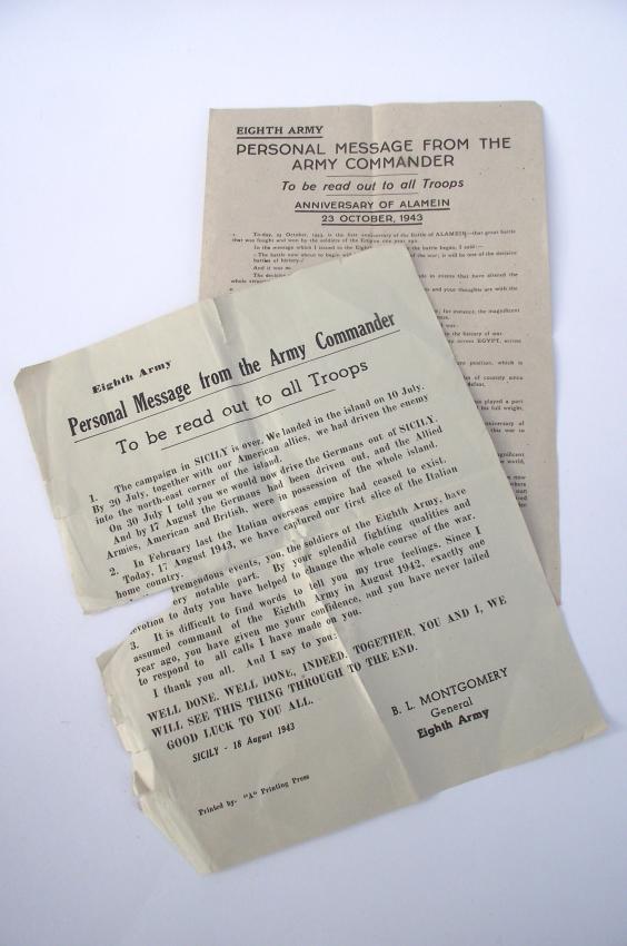 2 X British Personal Messages from Montgomery To His Troops