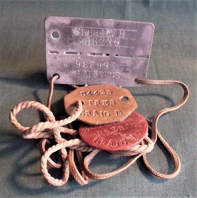 British POW Tag and Dog Tags. Stalag IV B.