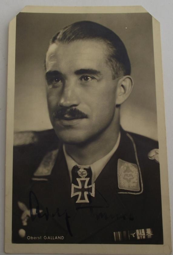 Adolf Galland Wartime Signed Hoffmann Post Card.