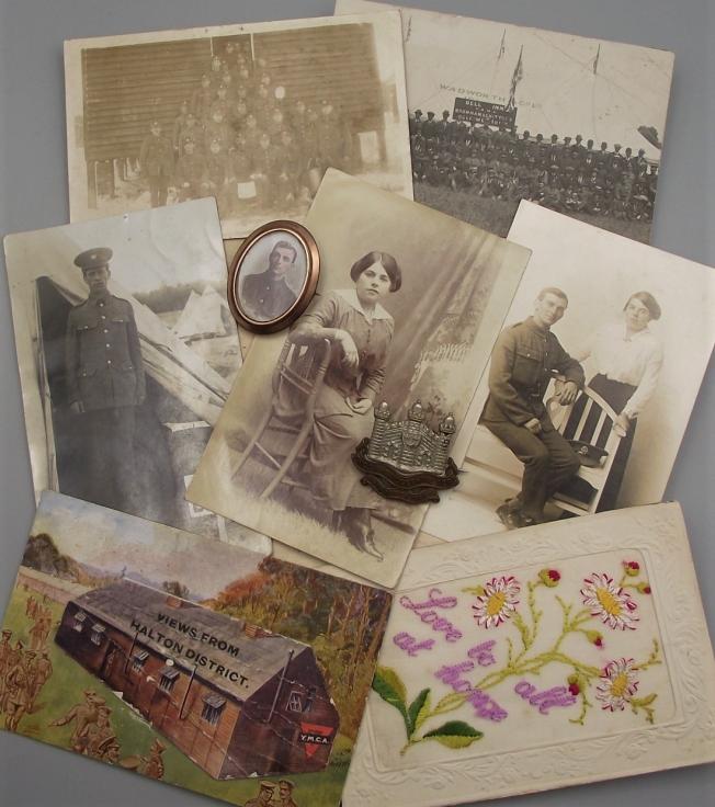  WW1 KIA Cambridgeshire Regiment Photos , Cap Badge and Photo Locket.