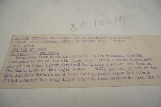 PRICE REDUCED. Press Photo Korea. Northumberland Fusiliers, Imjin River.