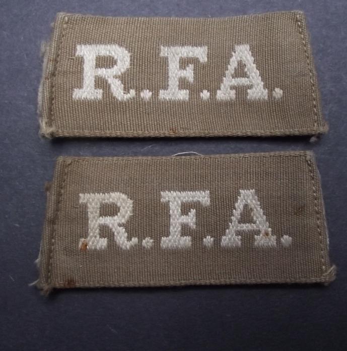 WW1 R.F.A. ''Slip On'' Shoulder Titles.