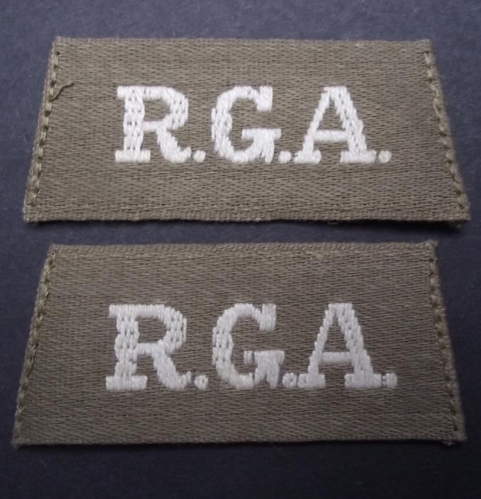 WW1 R.G.A. ''Slip On'' Shoulder Titles.