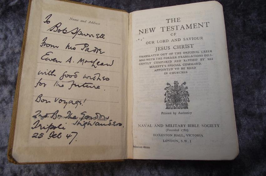 Named Active Service New Testament, 2nd Bat Gordon Highlanders.