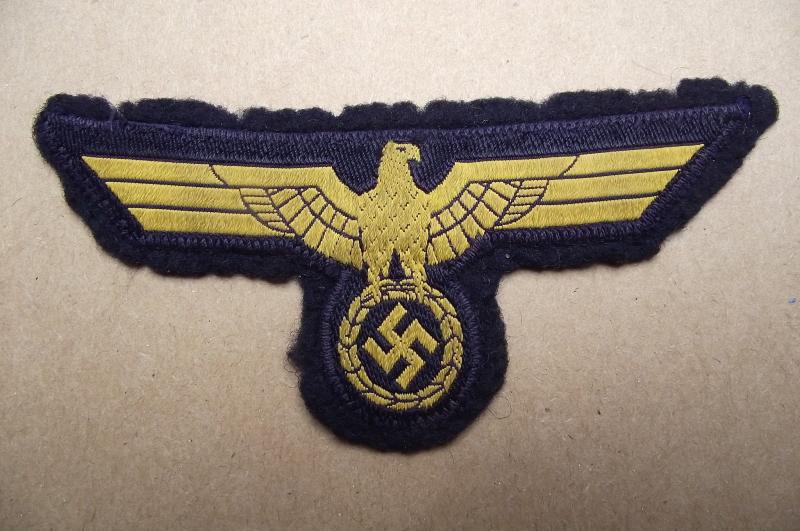 Kriegsmarine Breast Eagle with Factory Backing.