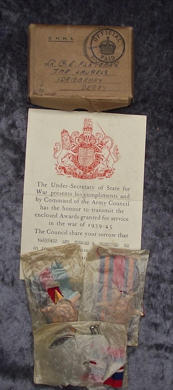 WW2 British Casualty Medal Group, Burma. 29th Movement Control Group, RE.