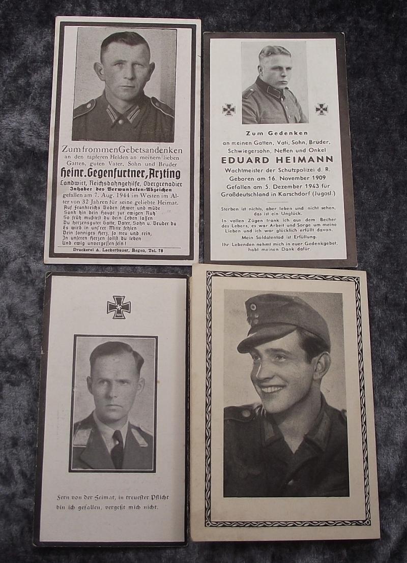 4 X German Death Cards.