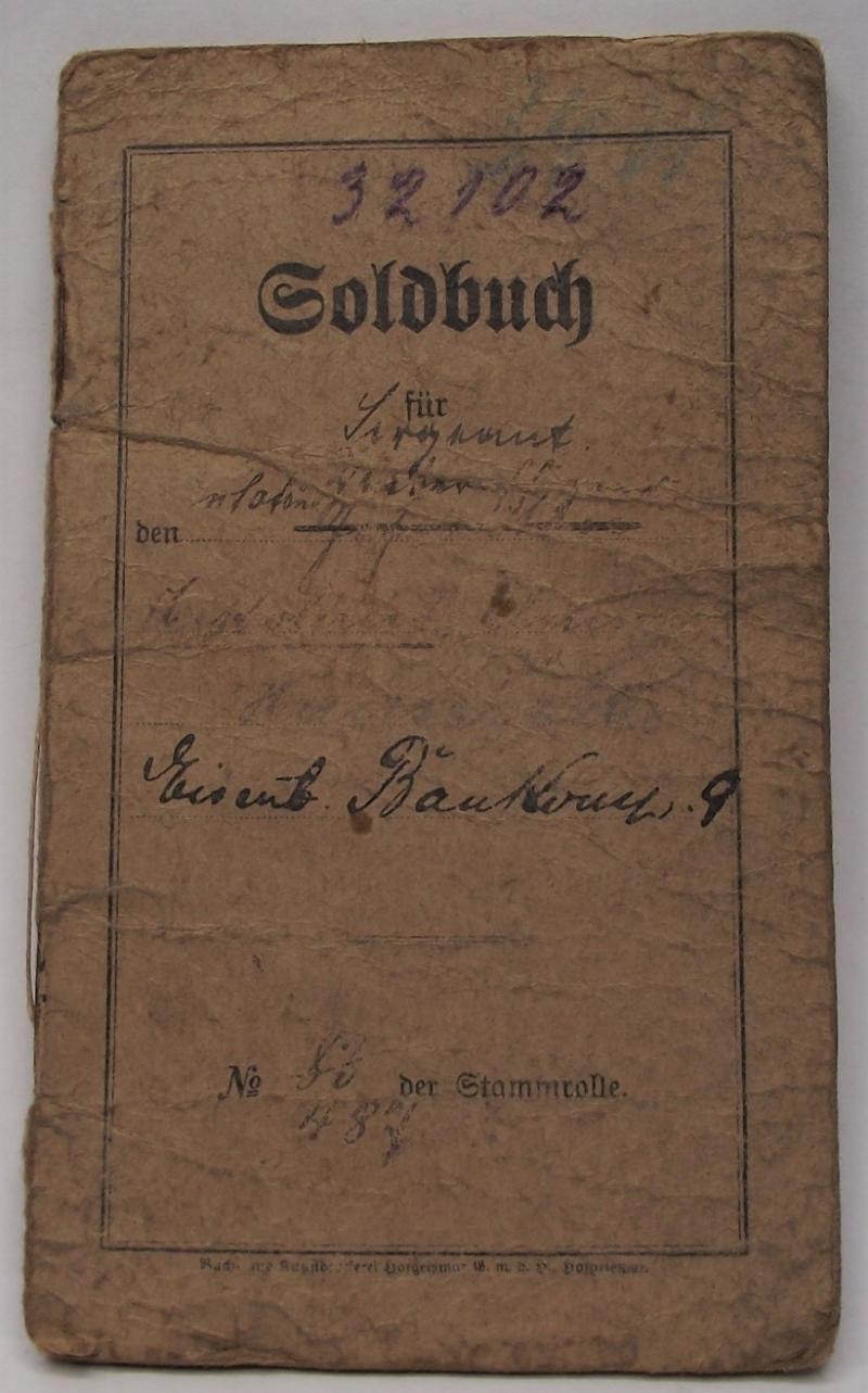 WW1 German Soldbuch. KGL PREUSS EISENBAHN No34.