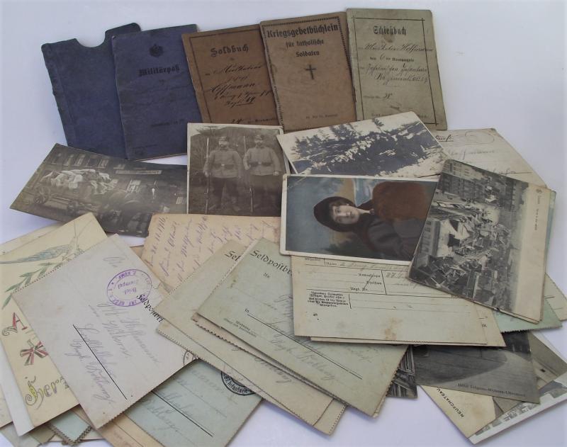 WW1 German Document, Photos and Field Post Grouping.