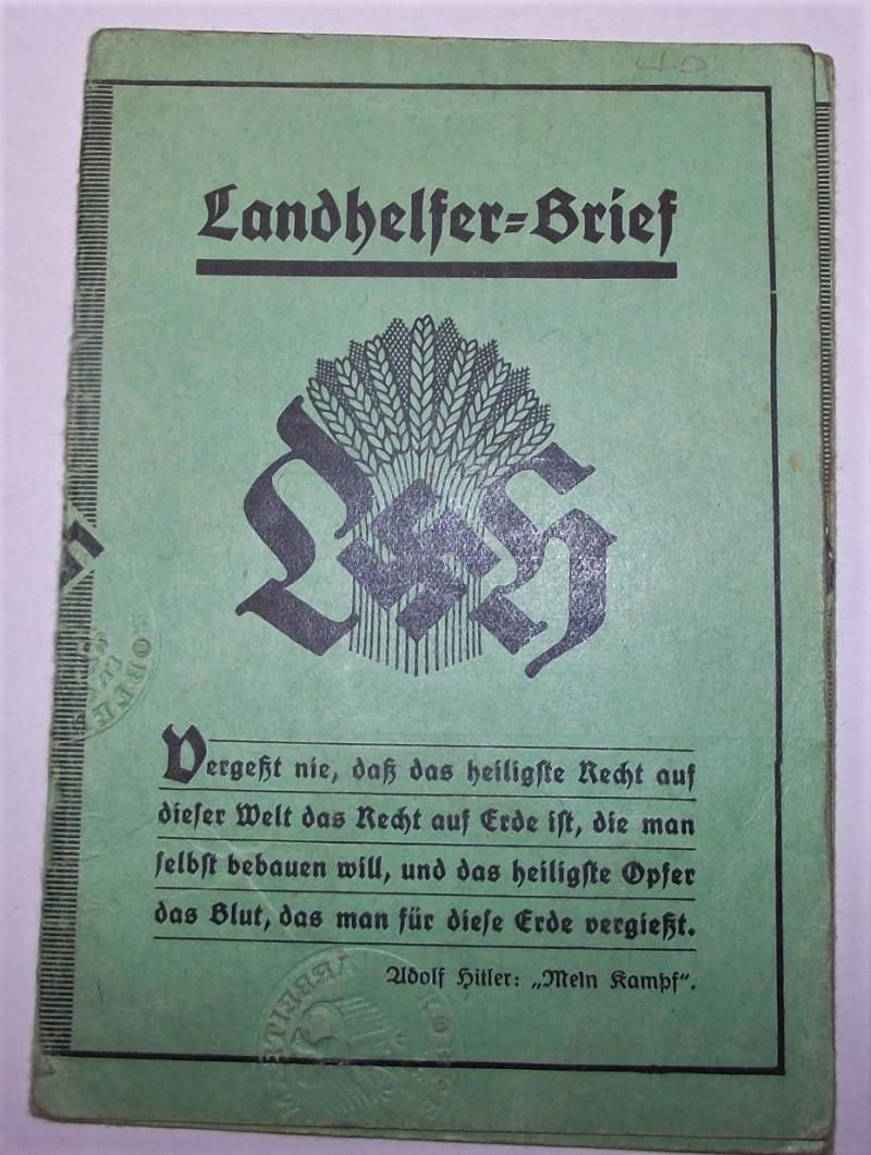 Hitler Youth Landhelfer-Brief Identity Card. 1936.