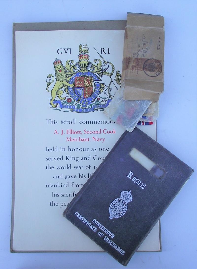 WW2 British Merchant Navy Casualty Medal Group. Cardiff.
