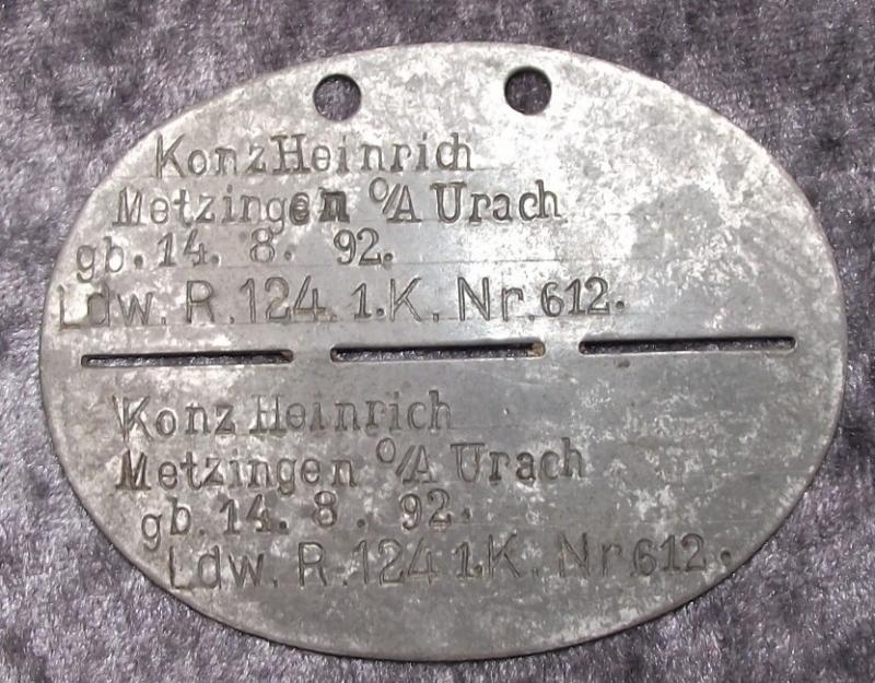 WW1 German Dog Tag.