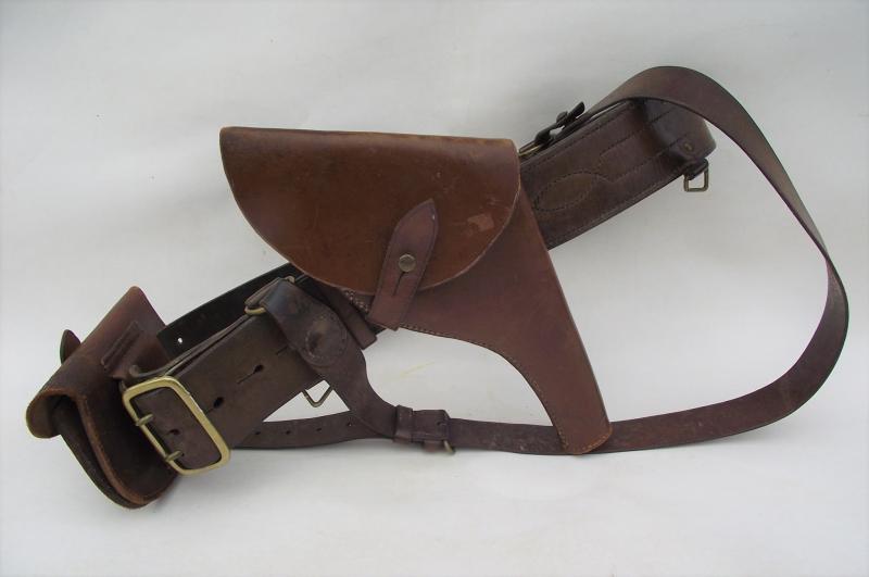 British Officers Sam Brown Rig with Holster and Ammo Pouch.
