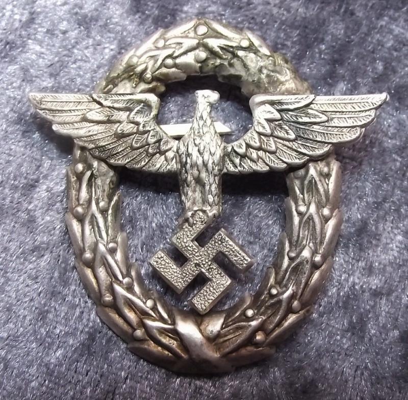 First Pattern  German WW2 Police Cap Badge.