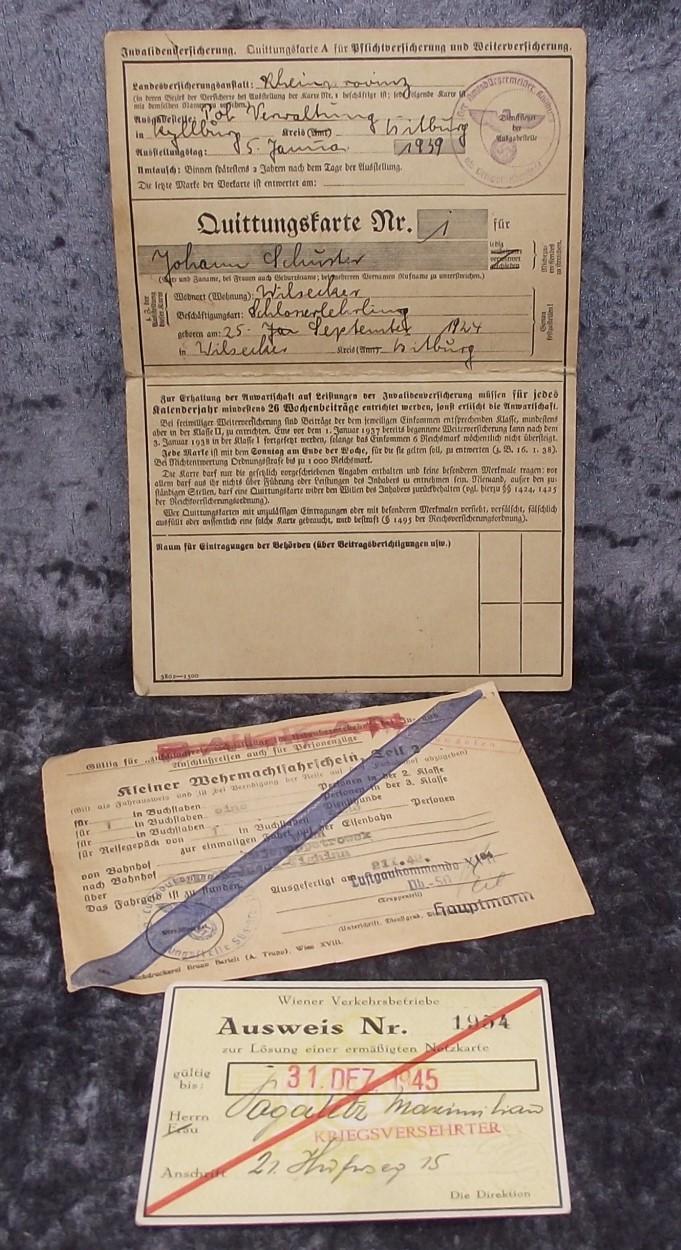 3 X German WW2 Documents.