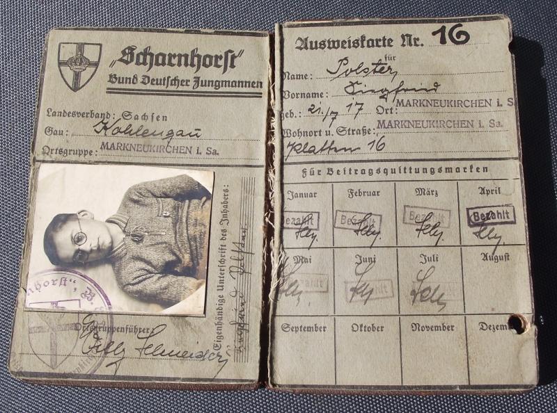 Scharnhorst Bund Deutscher Jungmannen ID Card.