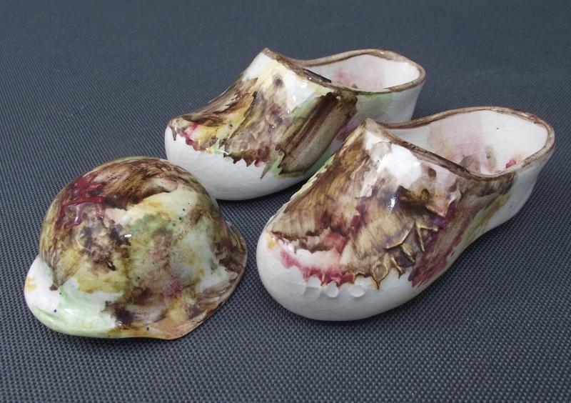 German Hospital Souvenirs, German Helmet and Clogs.