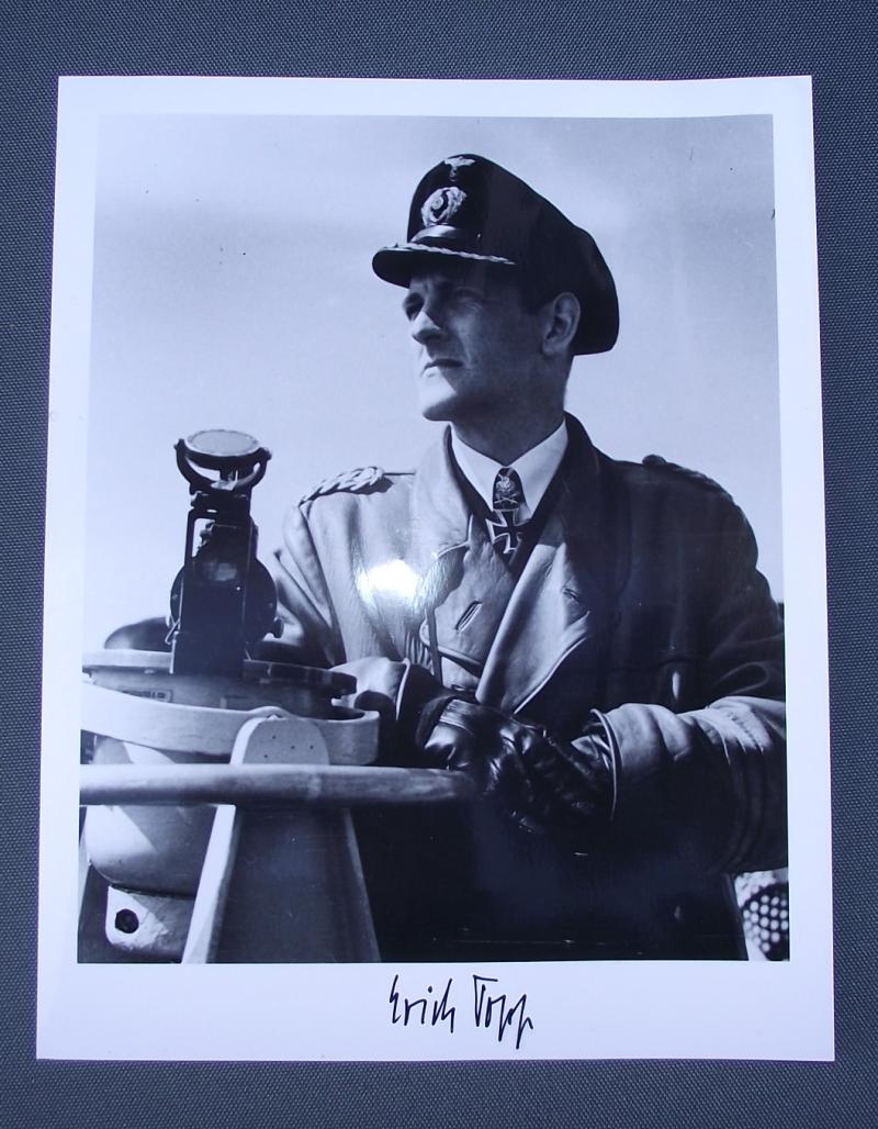 U-Boat Ace and Knights Cross Winner Autograph. Erich Topp.