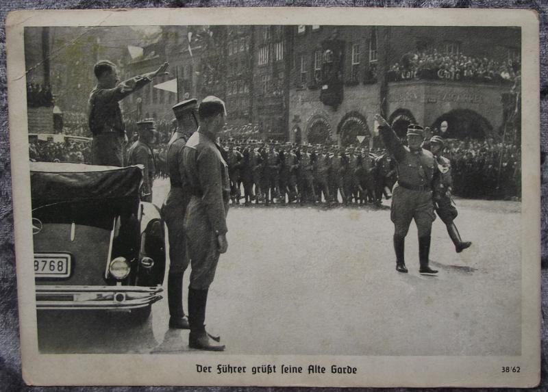 WW2 German Photo Post Card. Hitler Meets the ''Old Guard''