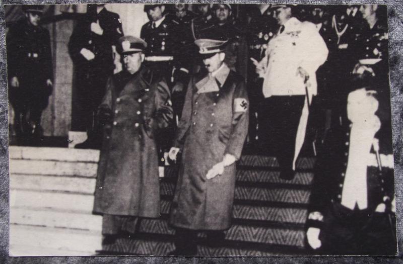WW2 German Photo Post Card. Adolf and Musso.
