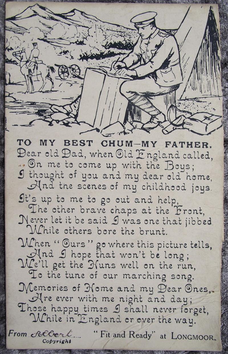 WW1 British Post Card. To My Best Chum.