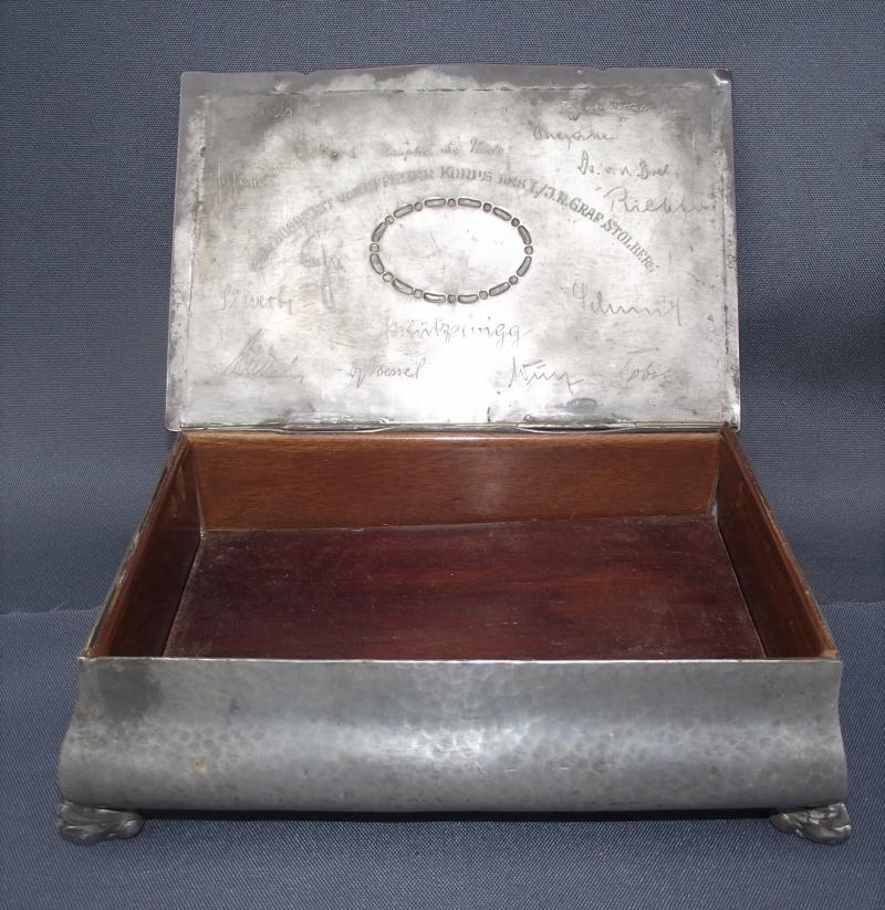 PRICE REDUCED. Imperial German, 18th Century, Presentation Cigar Case. Offizier Korps des I/JR Graf Strolberg.