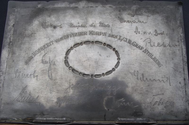 PRICE REDUCED. Imperial German, 18th Century, Presentation Cigar Case. Offizier Korps des I/JR Graf Strolberg.