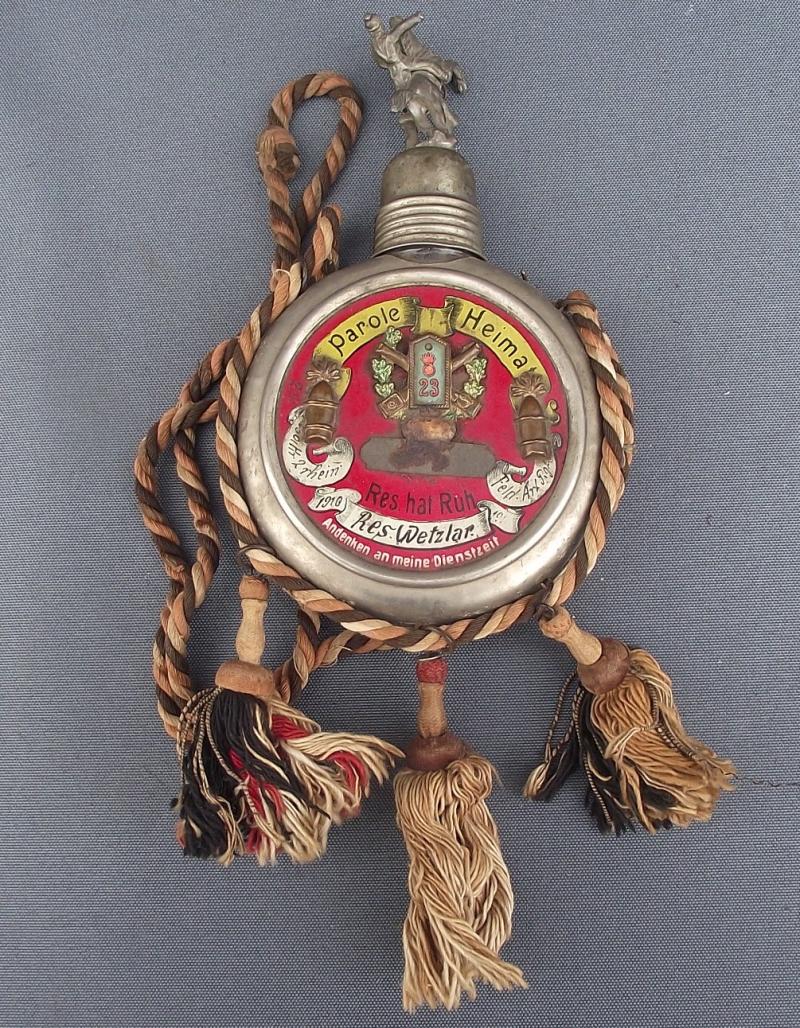 Imperial German ''Time Served'' Schnapps Flask. Parole Heimat.