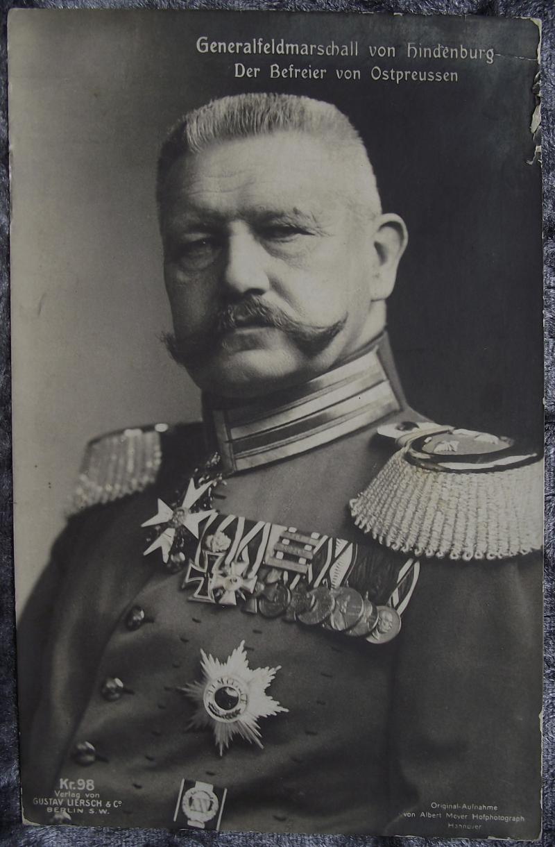 Imperial German Post Card. Hindenberg, 1915.