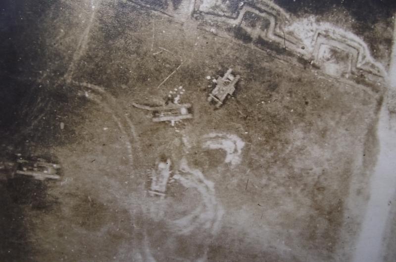 WW1 British Post Card. Ariel View, Tanks Moving Towards Entrenchments.