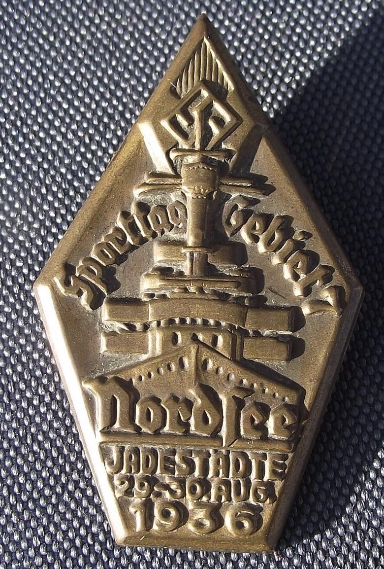 Hitler Youth Tinne/ Event Badge. Sporttag Gebiet 7, Nordsee.