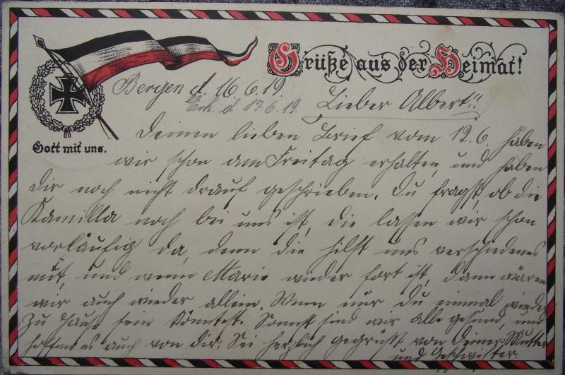 Imperial German Post Card. Goy Mit Uns. Hospital 1919.