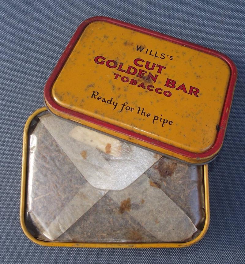 WW2 British Tobacco Tin. Wills Cut Golden Bar. Complete with Contents.