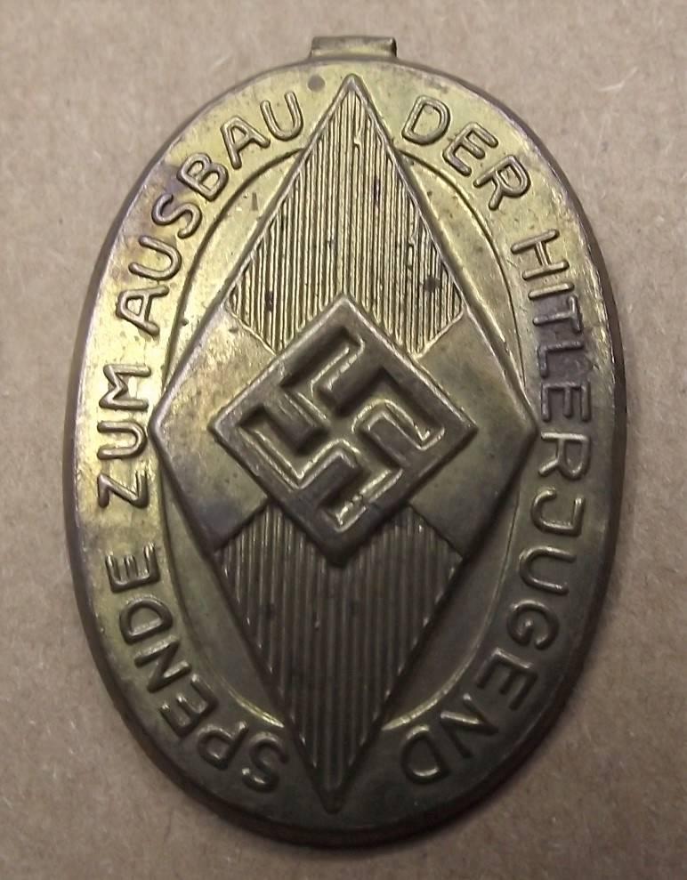 Hitler Youth Tinne/ Event Badge. Spende Zum Ausbau Der Hilterjugend.