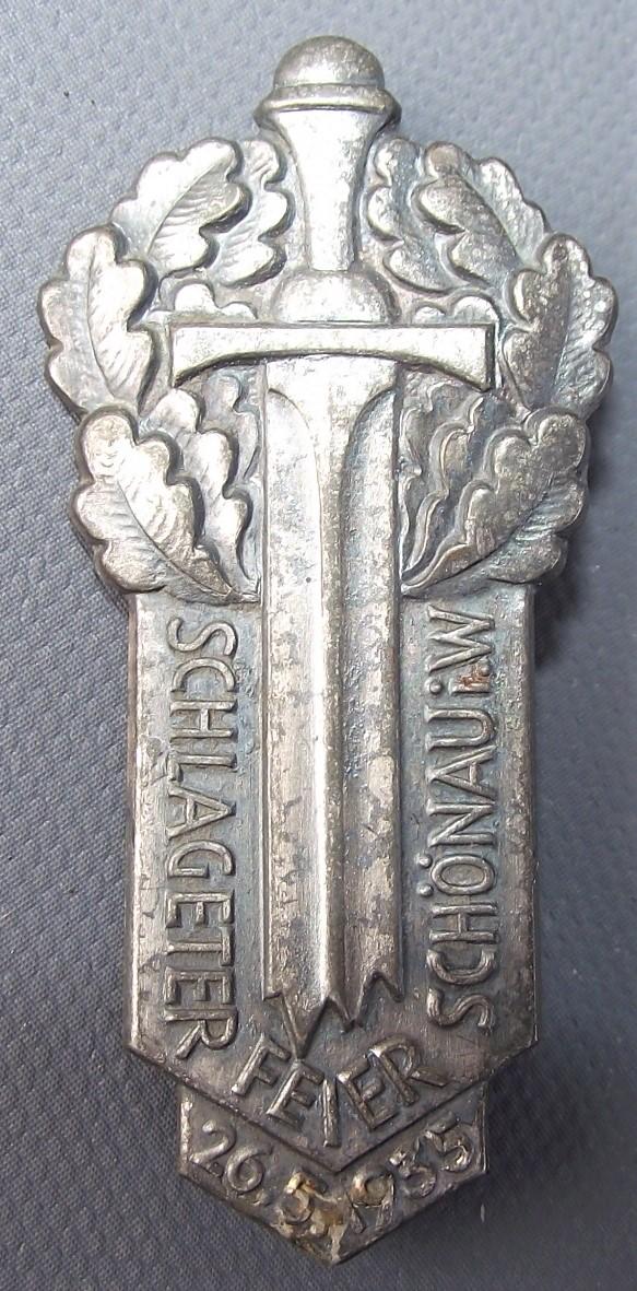 Tinne/ Event Badge.Schlageter Feier Schonau i.W, 1935.