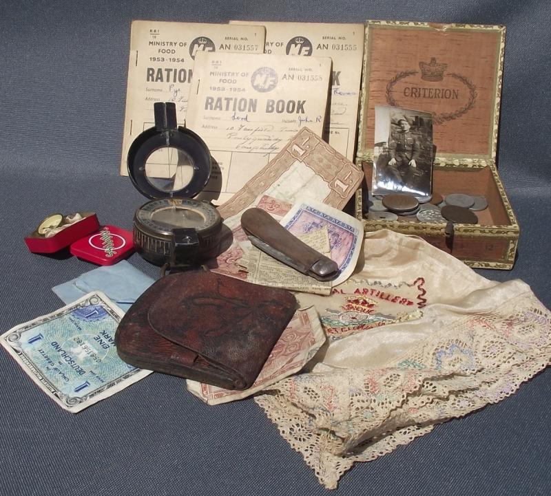 1941 Dated Prismatic Compass and Personal Items, Caerphilly Veteran, Normandy.