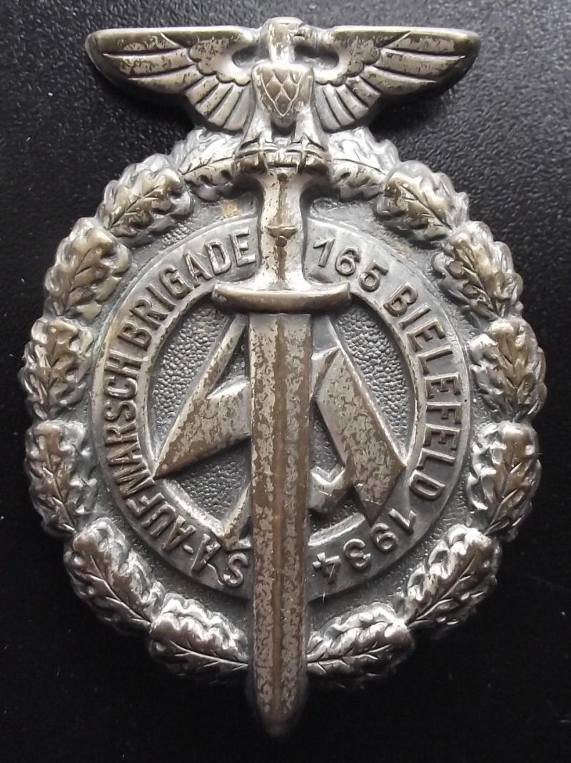SA Event Badge/ Tinnie. Aufmarsch Brigade 164, 1934.