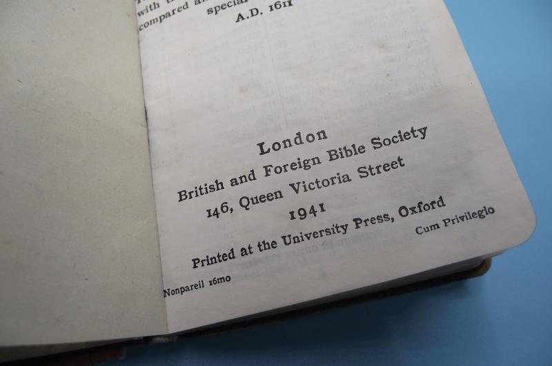 British 1941 Dated New Testament. Palestine 1945. Blaenavon.
