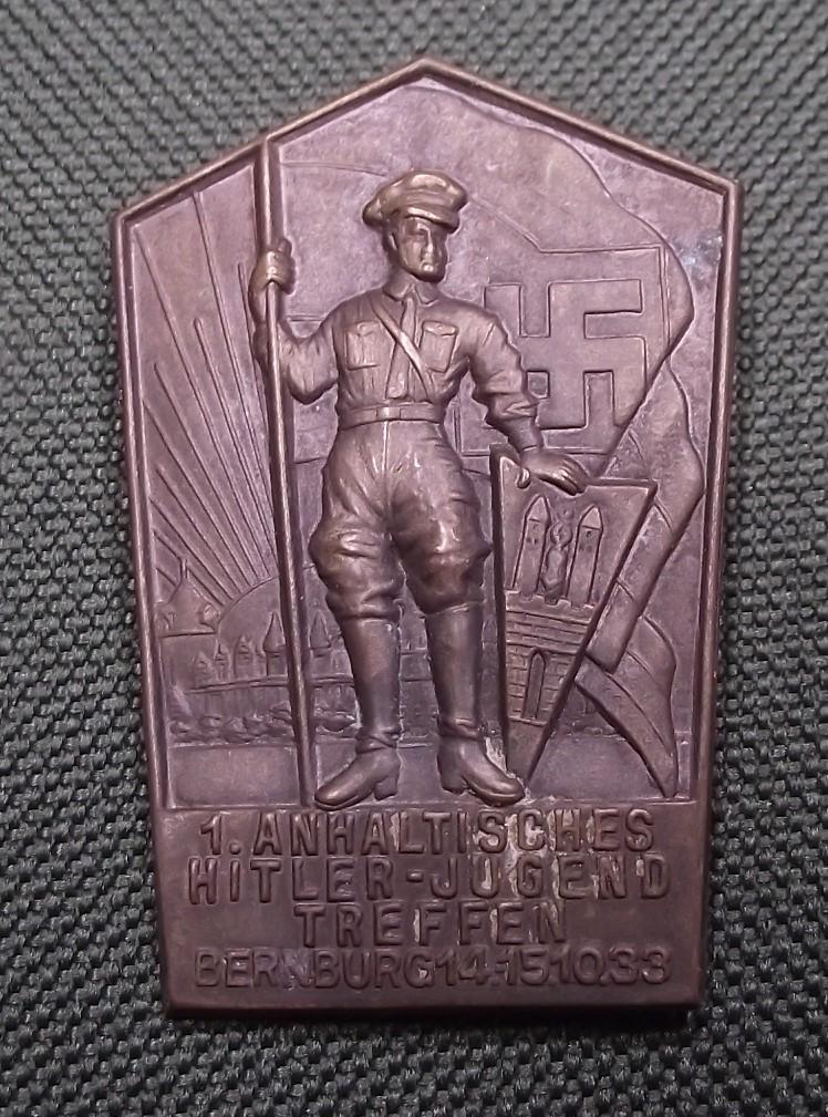Hitler Youth Tinne/ Event Badge. Anhaltisches HJ Treffen, Bernberg, 1933.