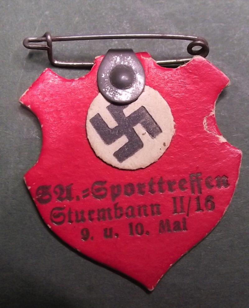 SA Event Badge/Tinnie. Sturmbann II/16 Sporttreffen, 1934.