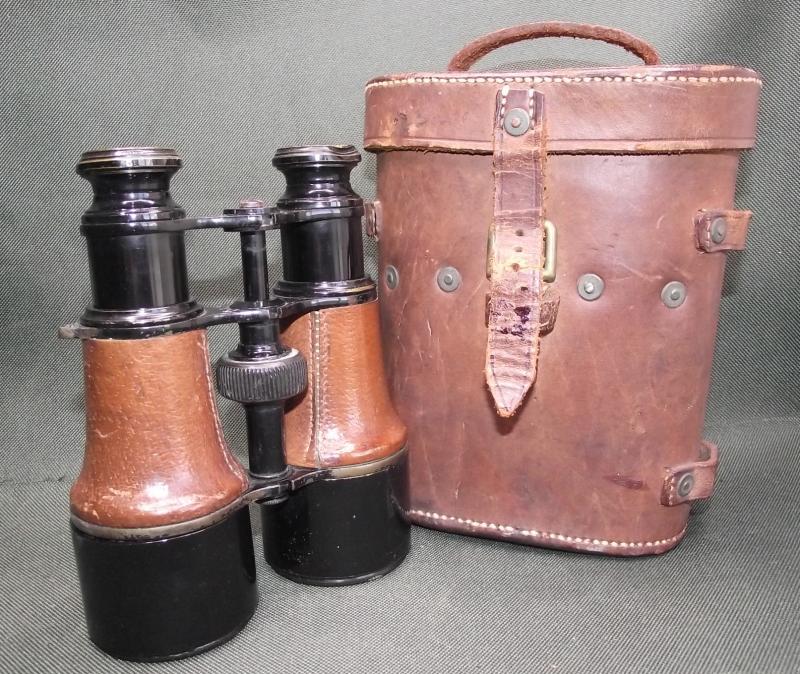 Matching British WW1 Binoculars and 1917 Dated Leather Case.