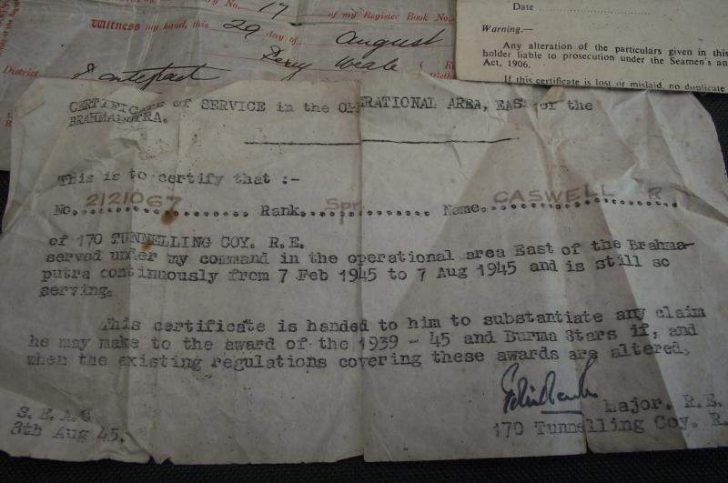 Burma Medal Grouping. 170 Tunnelling Coy, Royal Engineers.