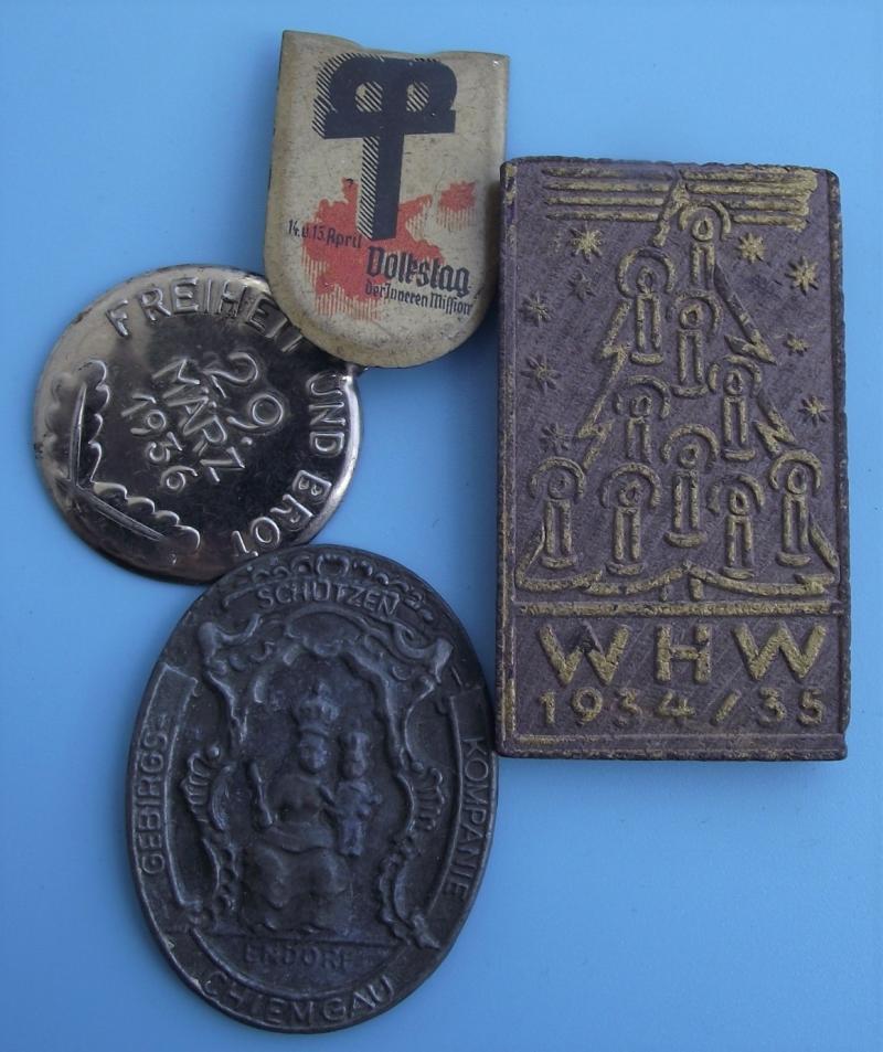 4 X WW2 German Tinnies/ Event Badges.