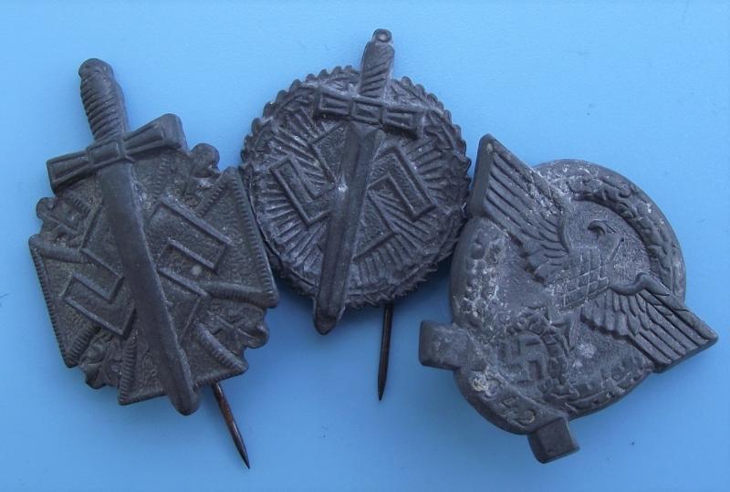 3 X WW2 German Tinnies/ Event Badges.